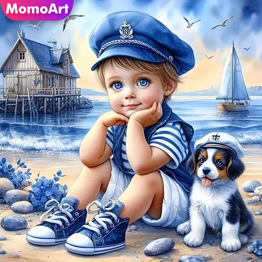 Photo Mosaic Print - Momoart Voller Diamanten Malerei Kind Junge