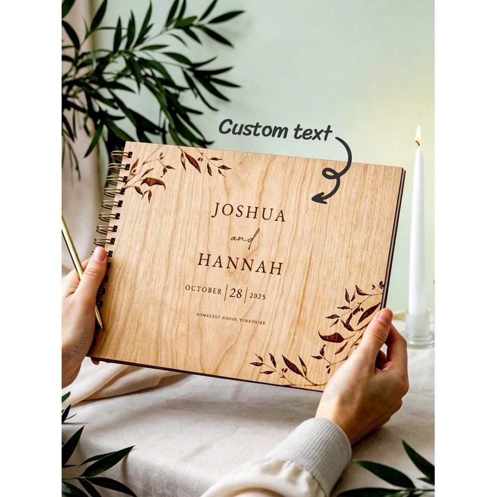Custom Photo Book - Maßgefertigtes A4 A5 Holz-Gästebuch für Hochzeiten,