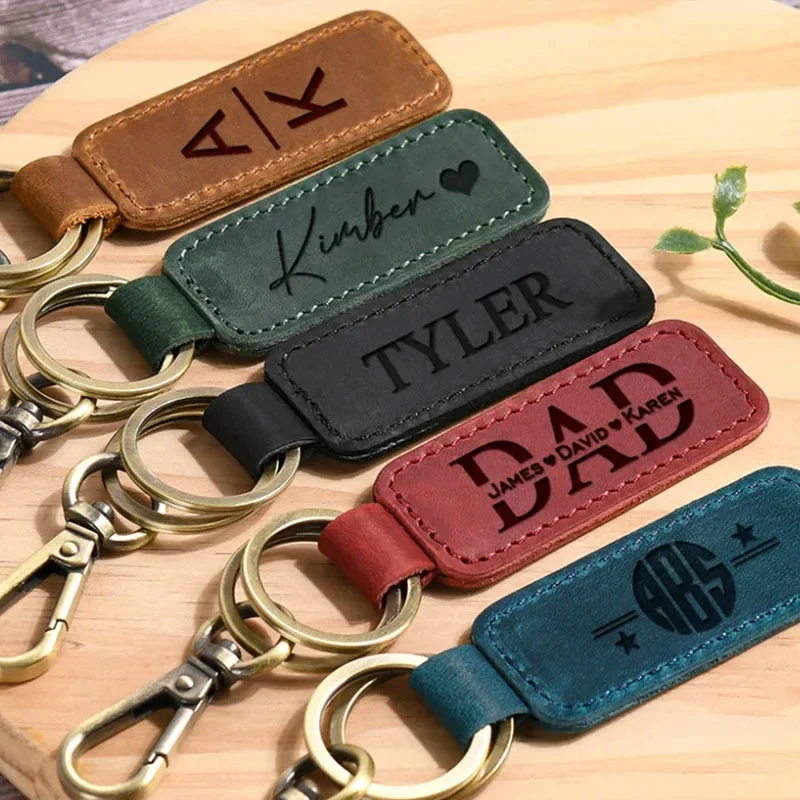 Initial Ring Custom - Laser-Schlüsselanhänger aus Leder mit individuellem Logo,
