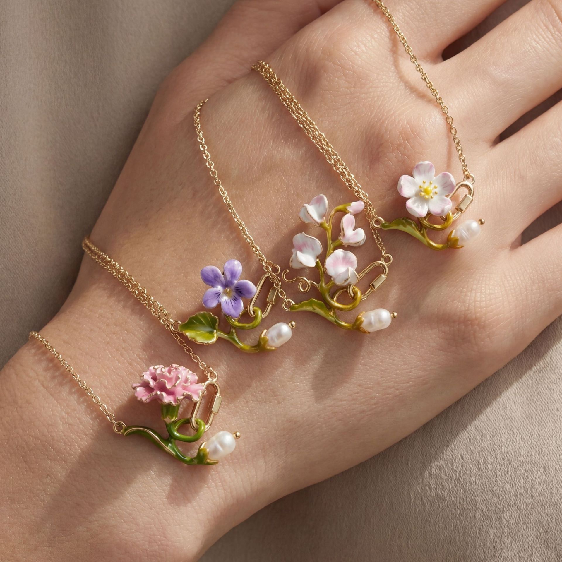 Birth Flower Necklace - 12-Monats-Geburtsblumen-Halskette für Frauen und Mädchen, Süßer