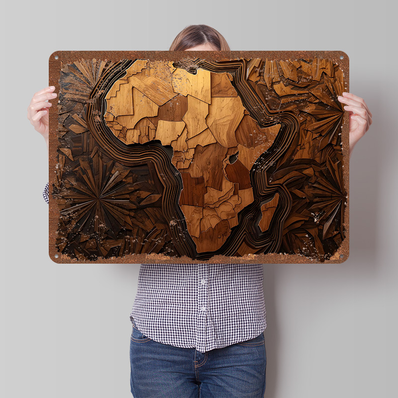 Custom Map Poster - Afrika Karte Holzschnitzerei Kunst gedruckt Poster