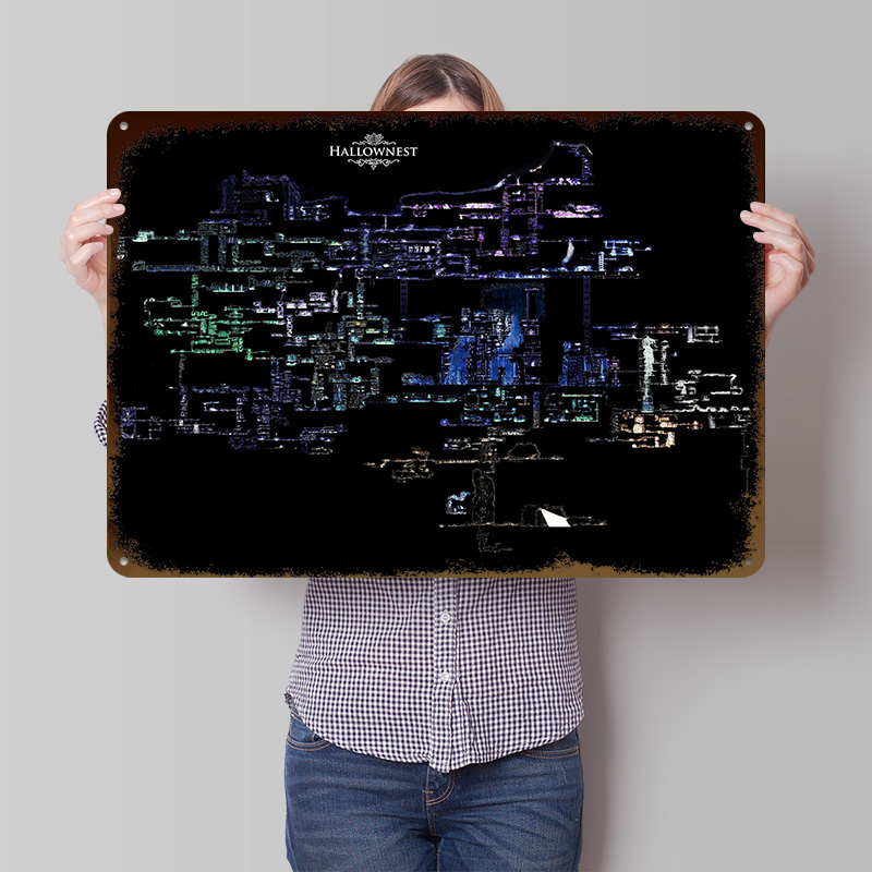 Custom Map Poster - Hollow Knight Hallownest Karte Leicht 3D-Effekt