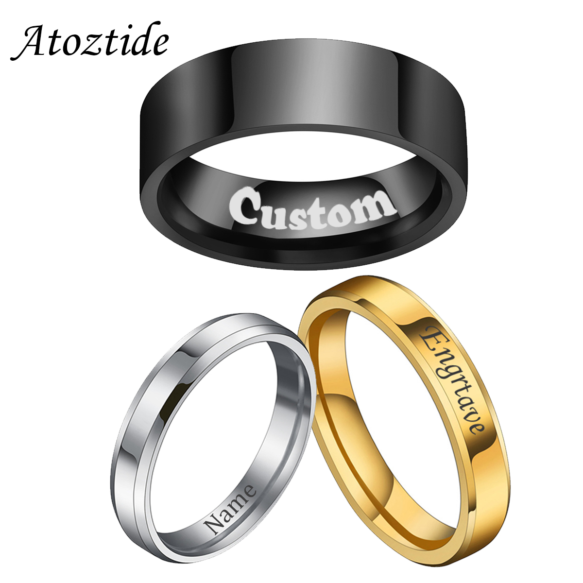Atoztide 4/6/8mm personalisier – Initial Ring Custom Bewertung und Preis